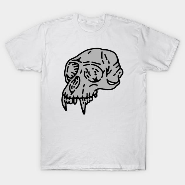 Skull Monkey-Grey T-Shirt by franjos50